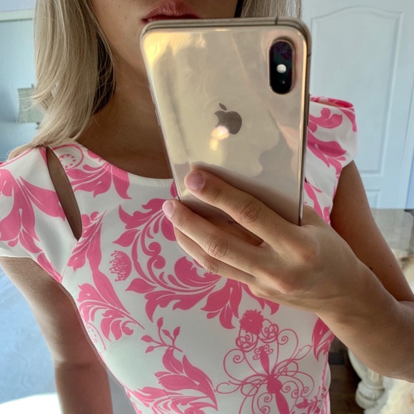 Miss Holly Pink French Floral Patterned Dress - Picture 4 of 8